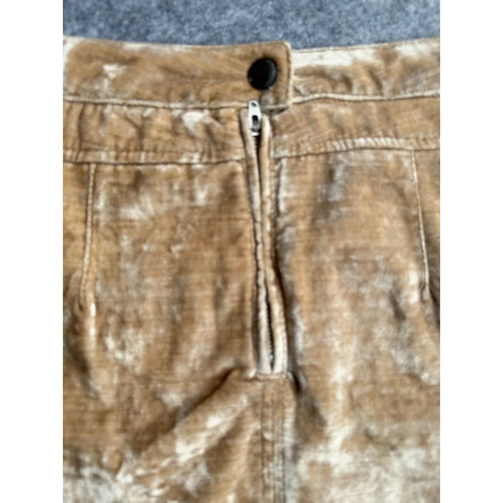 Free People Dust to Dust Crushed Velvet  Sz 4 Mini Skirt Camel Gold